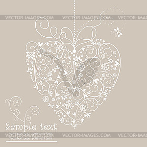 Retro postcard with heart shape - vector clip art