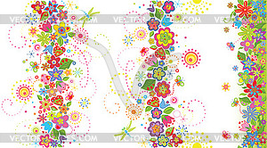 Seamless floral borders - vector clipart