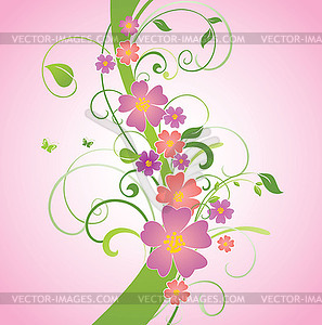 Spring floral border - vector image