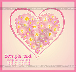 Beautiful greeting card with floral heart shape - vector clipart