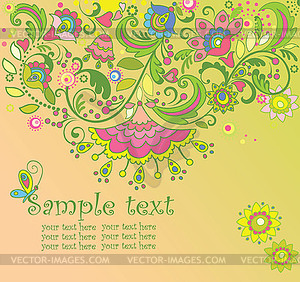 Floral summery card - vector clipart