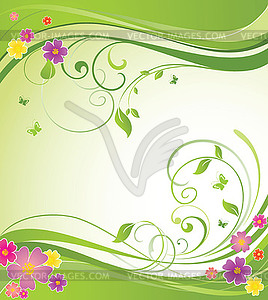 Summery floral banner - vector image