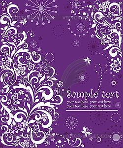 Vintage violet greeting card - vector image