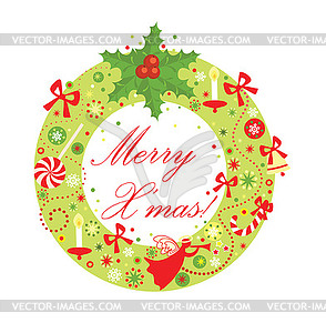 Christmas funny wreath - vector clip art