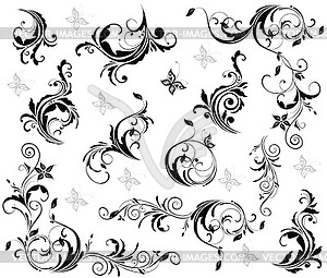 Vintage decor (black and white) - vector clip art