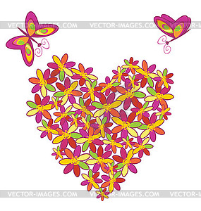 Heart floral shape - vector image