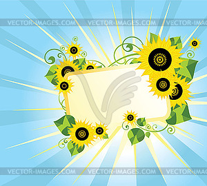 Card with sunflowers - vector EPS clipart
