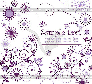 Поздравительная открытка фиолетовая - векторное изображение EPS