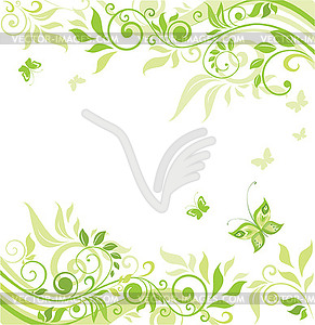 Floral green border - vector clip art