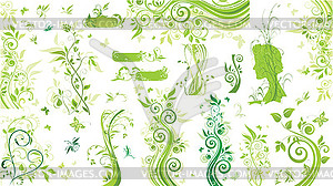 Green floral borders - vector image