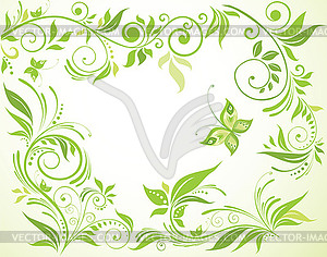 Green floral card - vector clipart