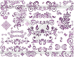 Vintage violet elements - vector image