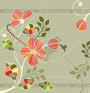 Wedding floral card - vector image