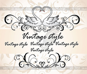 Vintage header with swans - vector clipart