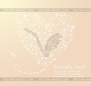 Wedding pastel card with heart - vector clip art