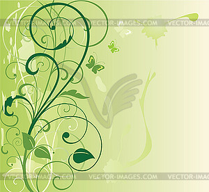Green floral background - vector image