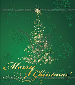 Xmas gold tree - vector clip art