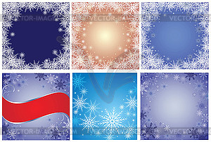 Комплект зимних фонов - иллюстрация в векторном формате