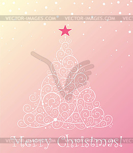 Vintage xmas tree - vector clip art