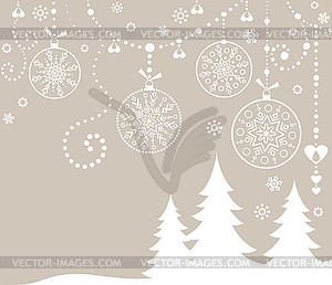Рождественская открытка с елкой - клипарт в векторном формате