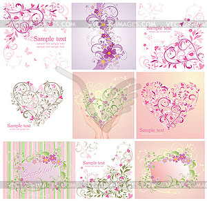 Floral greeting cards - vector image