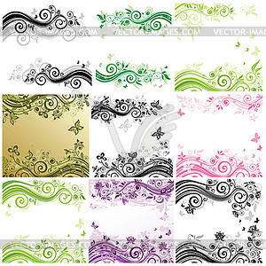 Ornate floral banners - vector image