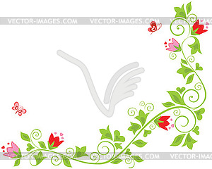 Floral border with tulip - vector image