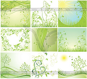 Green cards - color vector clipart