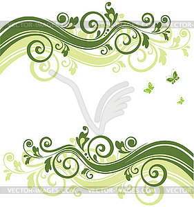 Green floral banner - vector clip art