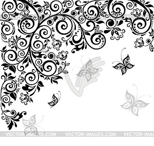 Retro floral greeting card - vector clipart / vector image