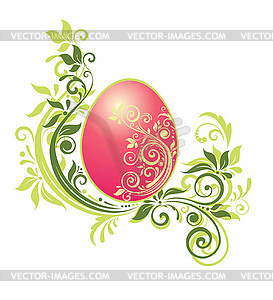 Easter floral egg - vector clip art