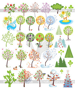 Trees collection - vector image