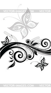 Floral black banner - vector image