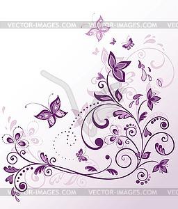 Floral violet border - vector clipart