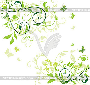 Green floral banner - vector clipart