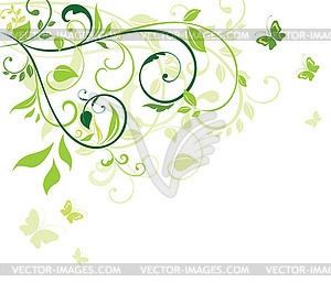 Зеленый цветочный фон-открытка - векторный рисунок
