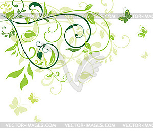 Green floral card - vector clip art