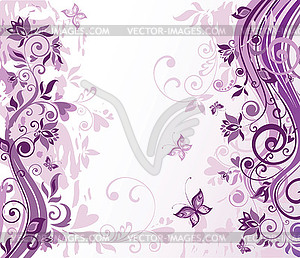 Vintage violet floral card - vector clipart