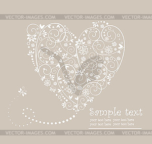 Свадебные пастельных карта с сердцем - изображение в векторном виде