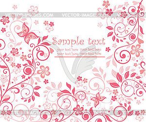 Floral pink card - vector clip art