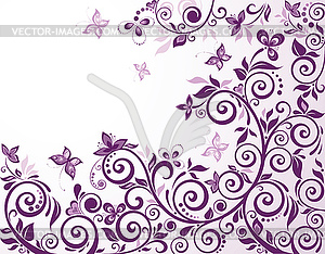 Vintage violet floral card - vector clip art