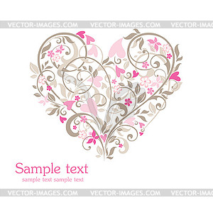 Cute floral heart - vector image