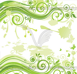Green floral poster - vector image