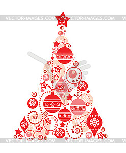 Red christmas tree - vector clip art