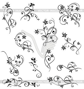 Black floral design - vector clip art