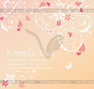 Floral card with hearts - vector clipart