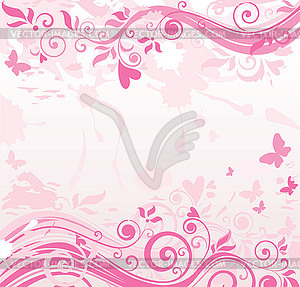 Pink floral banner - vector clip art