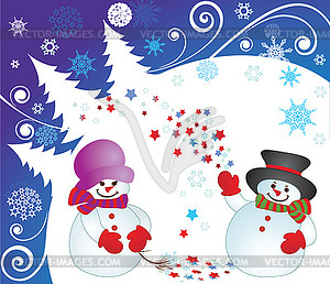 Xmas открытка с снеговика - клипарт