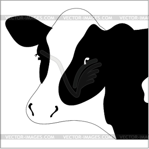 Portrait big black and white cow - vector clipart