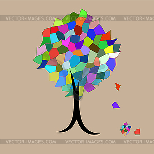 Mosaic Tree falling leaves - vector clipart